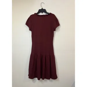 Free People Dress Medium Midi Burgundy V-neck Ruffle thumbnail 2