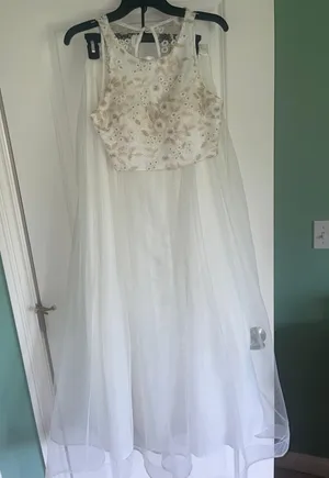 Sequin Hearts White Two Piece Prom Dress thumbnail 4