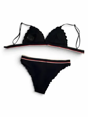 H&M Navy Bikini with Red and White Stripe Trim thumbnail 2