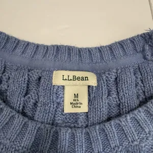 LL Bean Blue Double L Mixed Cable‎ Crew Neck Pullover Sweater Size MEDIUM thumbnail 10
