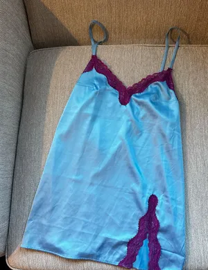 Victorias Secret Elegant Blue and Purple Lace Slip thumbnail 1