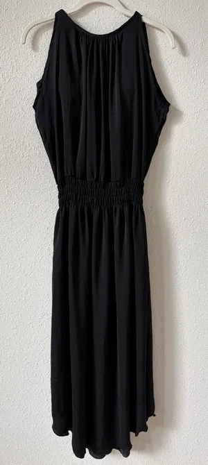Shebird Emma Dress Black Satin Size 4 / Medium Neutral Party Comfy Midi Goth thumbnail 1