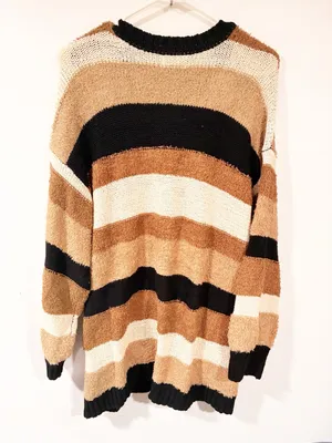 Show Me Your Mumu Timothy Tunic Sweater in Neutral Multi Stripe Size Medium thumbnail 6