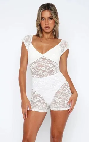 Lift Me Up Playsuit White thumbnail 6