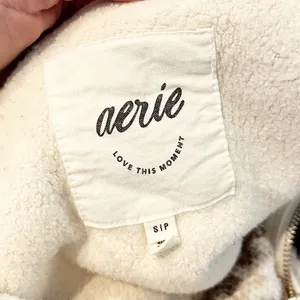 Aerie Hometown Holiday 1/4 Zip Fair Isle Sherpa Fleece Pullover Jacket White S thumbnail 3
