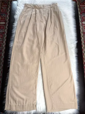 Abercrombie Tan Pleated Wide Leg Trousers thumbnail 1