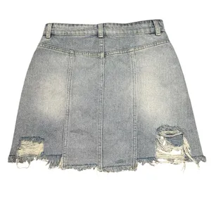 FREE PEOPLE Distressed Denim Mini Skirt thumbnail 4
