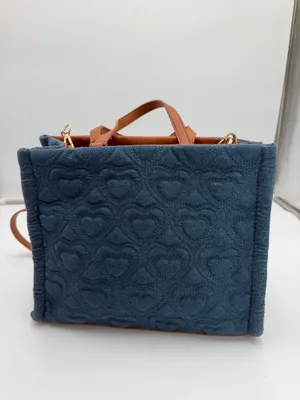 Vintage Luv Betsey Betsey Johnson Denim Heart Tote Crossbody Bag Blue Brown thumbnail 2
