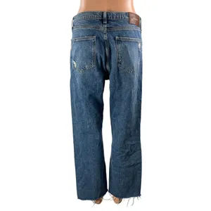 Zara Women's Blue Distressed High Waisted Wide Leg Baggy Denim Jeans Size 10 thumbnail 3