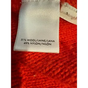 Ann Taylor Sweater Red Cable Knit Puff Sleeve Wool Blend Classic Cherry Size M thumbnail 6