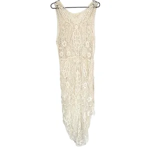 Ryu Cream Crochet Duster High Low Vest Cardigan - Size: M/L thumbnail 7