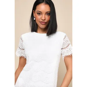 Lulus Take Me to Brunch Ivory Lace Shift Dress Wedding Bridal Party Small NWT thumbnail 2