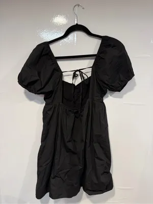 Black Puff-Sleeve Mini Dress - Classic Women's Style Le Lis 100% cotton thumbnail 4