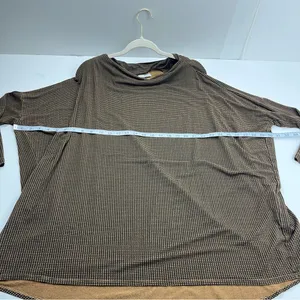 Bryn Walker Top Large Brown Houndstooth Jersey Knit Boat Neck Oversized‎ Tunic thumbnail 6