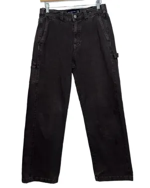 Abercrombie & Fitch Baggy Black Denim Cargo Pants Utility Pants Size 28W x 32L thumbnail 1