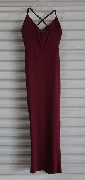Women's Dress Size Small Burgundy Stretch Cocktail Party Dress Night Out Strappy thumbnail 2