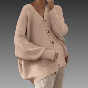 NWT ANRABESS Pink Khaki Oversized Button Up‎ Cardigan Sweater Size Small thumbnail 5