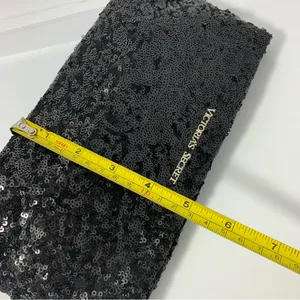 Victoria's Secret Clutch Handbag Sequence Black Snap Bag Make Up‎ Bag thumbnail 6