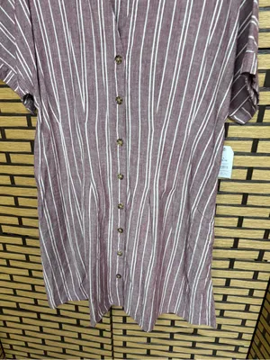 Time and tru burgundy stripe fit and flare dress size large thumbnail 5