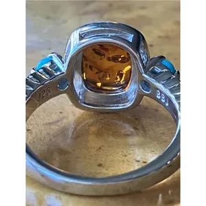 Baltic Amber Sleeping Beauty Turquoise Sterling Silver Ring Size 7 thumbnail 5