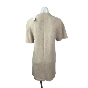 NEW Abercrombie & Fitch Beige Wool Knit Short Sleeve Mini Sweater Dress Size M thumbnail 4