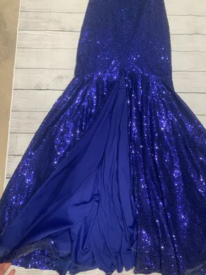 Blue Sequin Prom Dress thumbnail 8