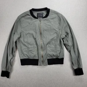 Sanctuary Womens Jacket Size M Olive Green Zip Up Military Twill‎ Bomber Crop thumbnail 13