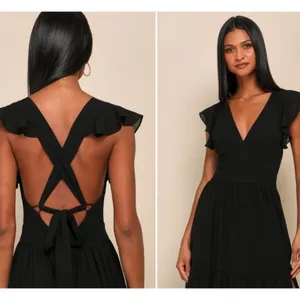 LULU's Prom Sexy Romantic Wedding Bridesmaid Tiered Ruffles Flowy Maxi Dress thumbnail 3