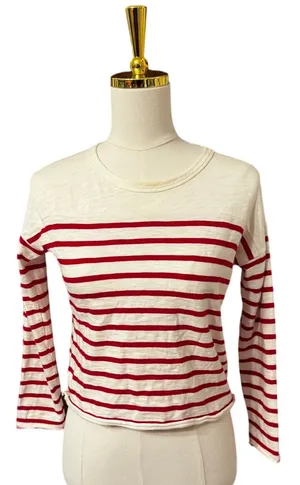 Rag & Bone Red & White Breton Stripe Long Sleeve Cotton Tee XS Crew Neck Classic thumbnail 1
