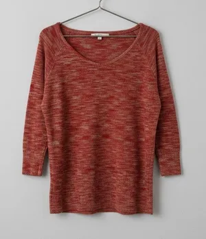 Ann Taylor LOFT Space Dye Sweater Red Multi Knit Pullover 3/4 Sleeve Medium Soft thumbnail 1