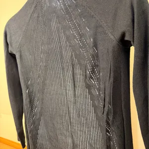 Maurices Long Sleeve Pointelle Back Open Front Cardigan Sweater Black Small thumbnail 6