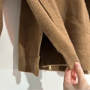J. Crew Full Zip Flight Sweater Jacket Lambswool Blend Tan Size Medium Preppy thumbnail 6