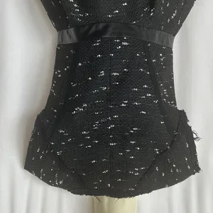 Milly Black/White Wool Tweed Fabric Sleeveless Peplum Blouse Top **Size 2** 🌺🌺 thumbnail 3