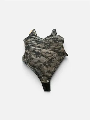 NWT feelingirl Black Lace Shaping Bodysuit size XXL thumbnail 4