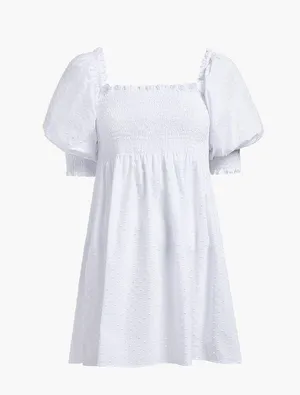 HILL HOUSE Athena Nap Dress, White Swiss Dot, Small thumbnail 5