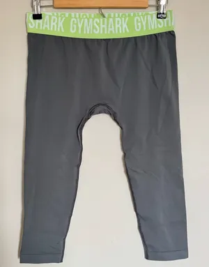 Gymshark Womens Seamless Cropped Leggings in Charcoal Gray Green Size L thumbnail 1
