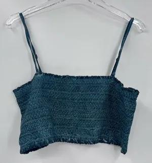 Anthropologie teal smocked bandeau size‎ large thumbnail 1