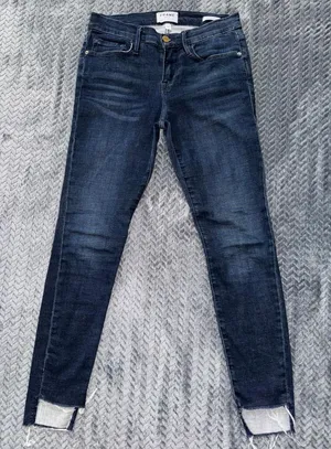 FRAME Le Skinny de Jeanne‎ Jeans Dark Wash Raw Hem Denim Size 28 thumbnail 1