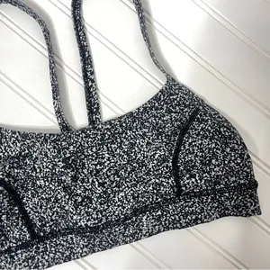 Lululemon Rise and Run Sports Bra Flahsback Static Black White Sz 6 408 thumbnail 6