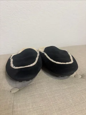 UGG Black Suede Plush-Lined Slip-On Slippers 8.5 thumbnail 3