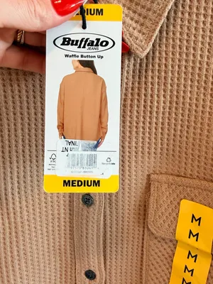 Buffalo Jeans Tan Waffle Knit Button-Down Shirt Jacket NWT Size Medium Womens thumbnail 6
