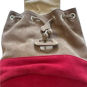 House of Harlow 1960 Juda Mini Backpack Suede Adjustable Straps Red‎ & Brown thumbnail 6