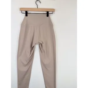 Set Active Womens Leggings Beige Sportbody Front Zip Cropped Stretch Yoga Small thumbnail 9