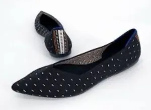 Rothys The Point Black White Micro Dot Pointed Toe Flats 9.5 Stripe Heel‎ EUC thumbnail 1