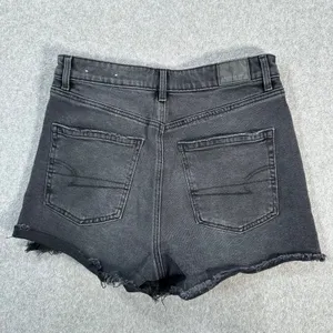 American Eagle Highest Rise 90's Boyfriend Jean Shorts Size 6 Black Denim Stretc thumbnail 7