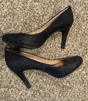 Kelly & Katie Isabella Heels Size 8 1/2 M Black Sparkle thumbnail 1