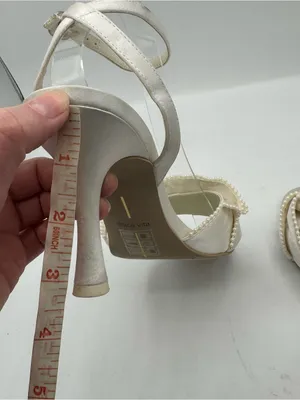 Dolce Vita‎ white Vanilla Faux Pearls Satin Lunete Heeled Sandals size 9 bridal thumbnail 5