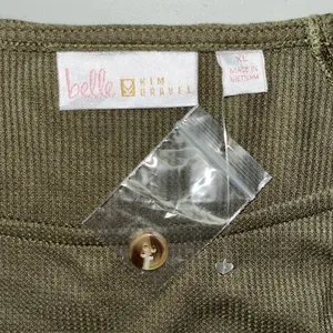 Belle by Kim Gravel NWT Sz XL Olive Green Raglan Sleeve Thermal Waffle Knit Top thumbnail 5
