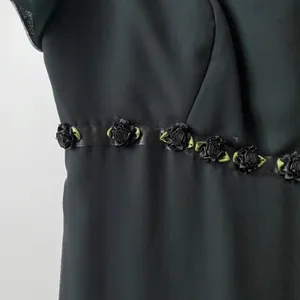 Jim Hjelm 12 Black Gown Rosette Empire Waist Chiffon Maxi Dress‎ Occasions Goth thumbnail 4