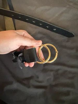 Classic Black Leather Belt with Gold Double Ring Buckle thumbnail 2